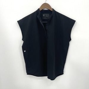 FIGS Rafaela Scrub Top Women’s XS Black Technical Collection Pockets